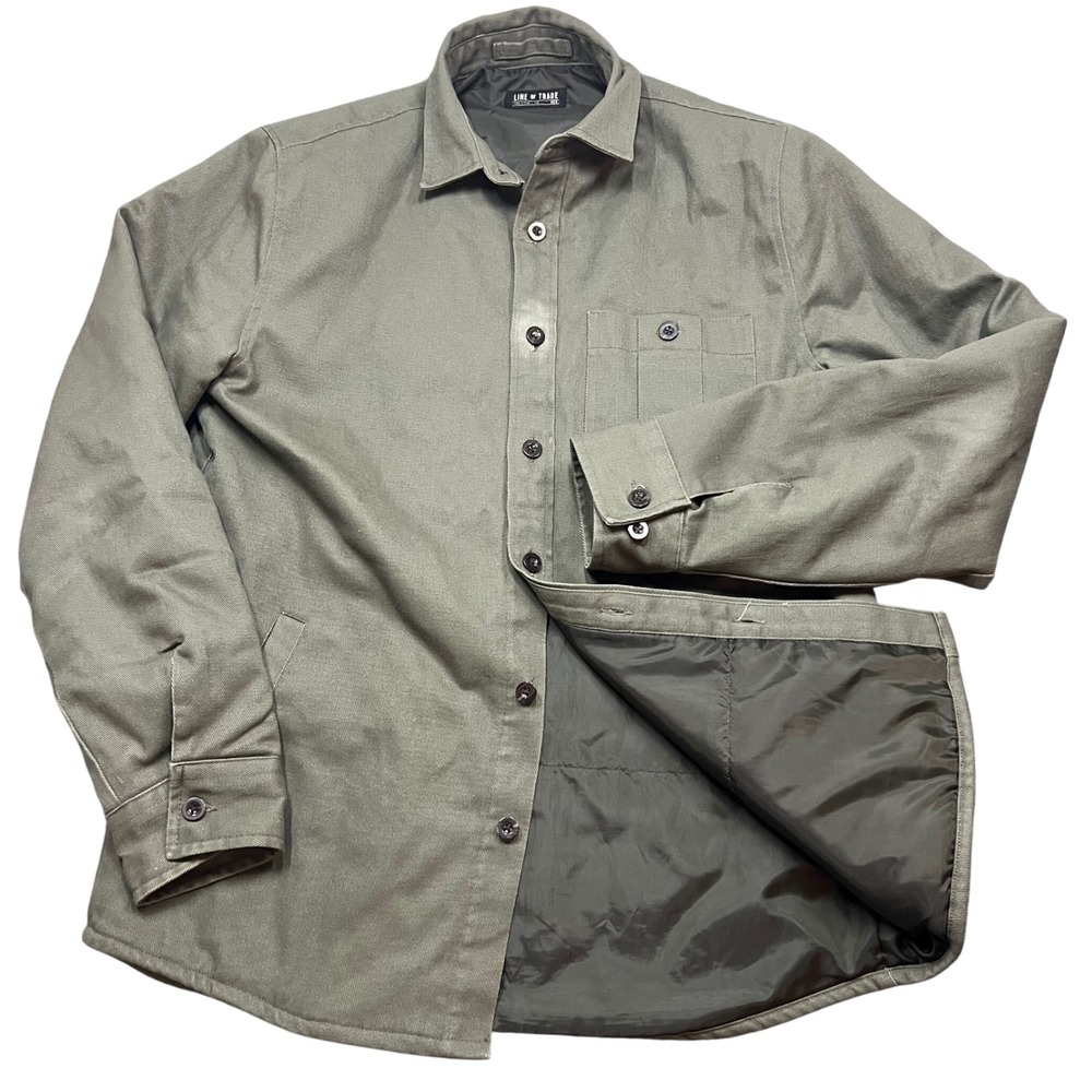 Line of Trade Mens Insulated Shirt Jacket Barn Chore Green Twill Workwear Medium